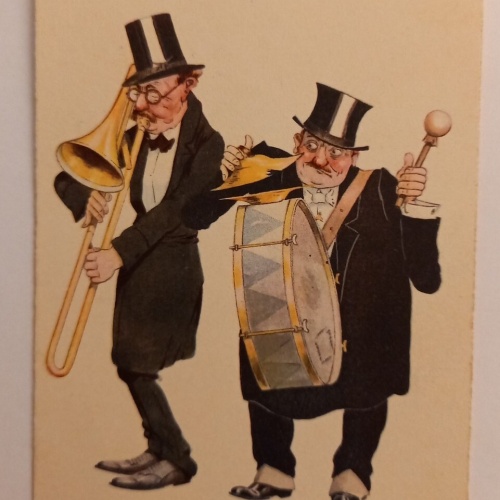 Glückwunschkarte Männer Musiker Zylinder  500062A gr D