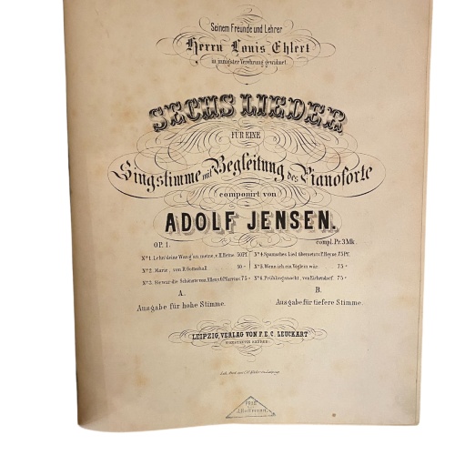 2207 Jensen(componirt v.) 6 LIEDER F. 1 SINGSTIMME M. BEGLEITUNG...