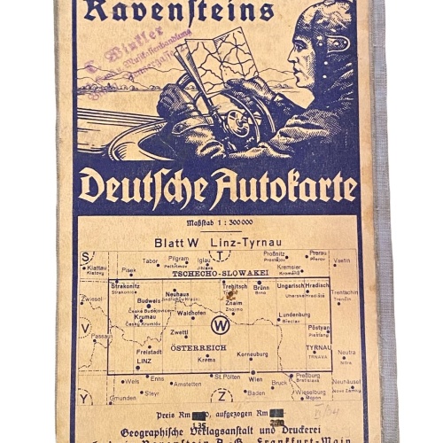 2855 Ludwig Ravenstein RAVENSTEINS DEUTSCHE AUTOKARTE BLATT W LINZ-TYRNAU
