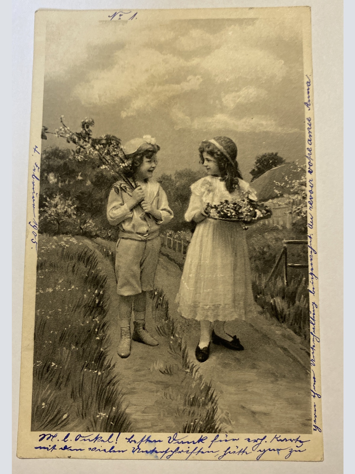 Kinder Blumen  um 1907  84017 F