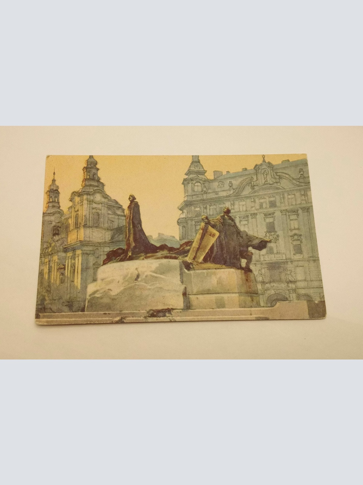 Praha Prag Aquarell Monument Statue Jan Hus 50326