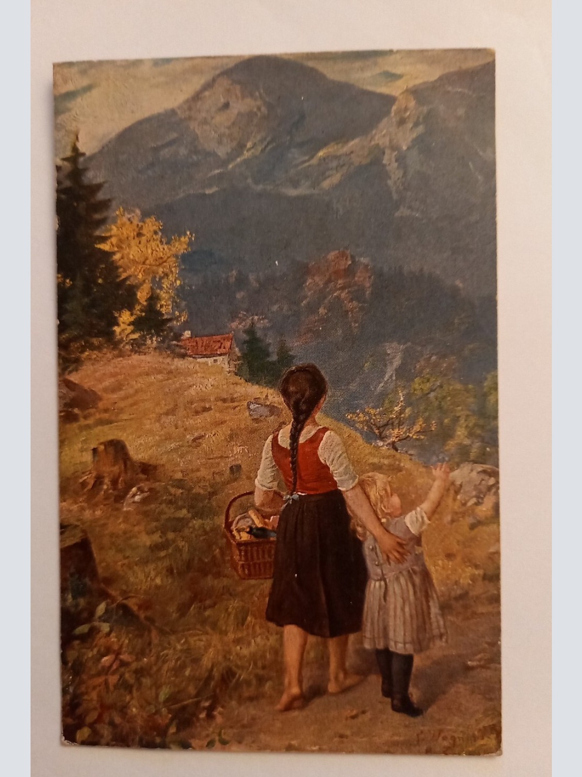 Künstlerkarte zwei Mädchen 500085A gr D