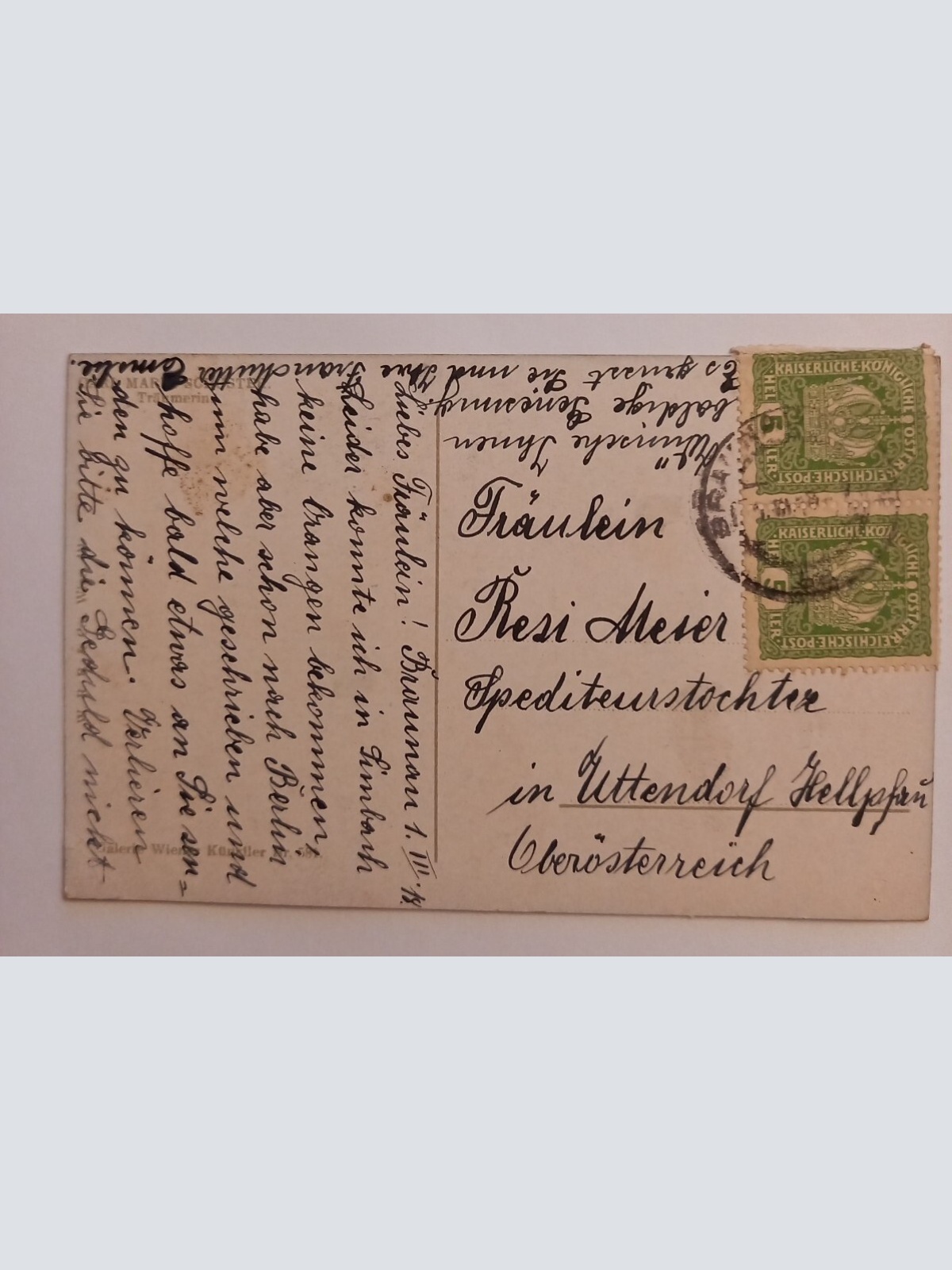 Künstlerkarte Mädchen mit Blumen 500086A gr D