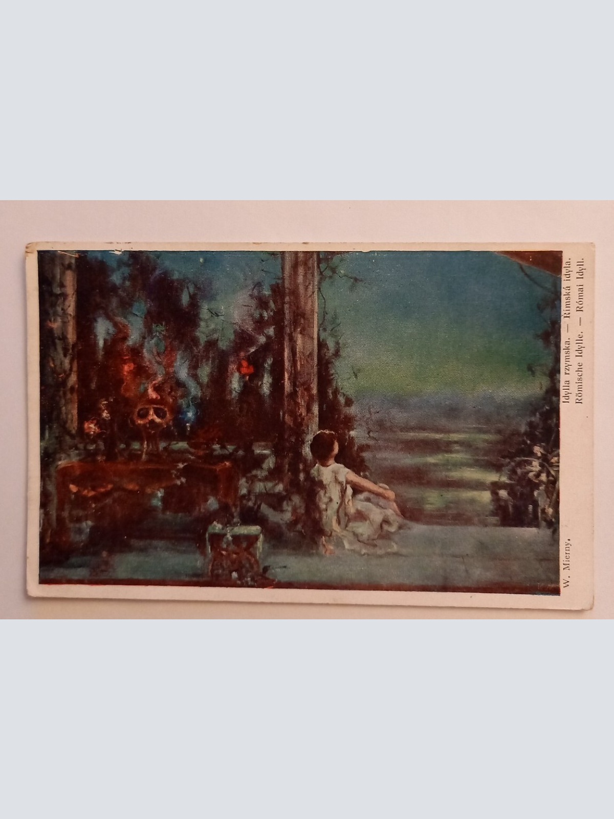 Römische Idylle - Mädchen - Künstlerkarte 500083A gr D