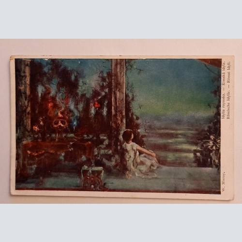 Römische Idylle - Mädchen - Künstlerkarte 500083A gr D