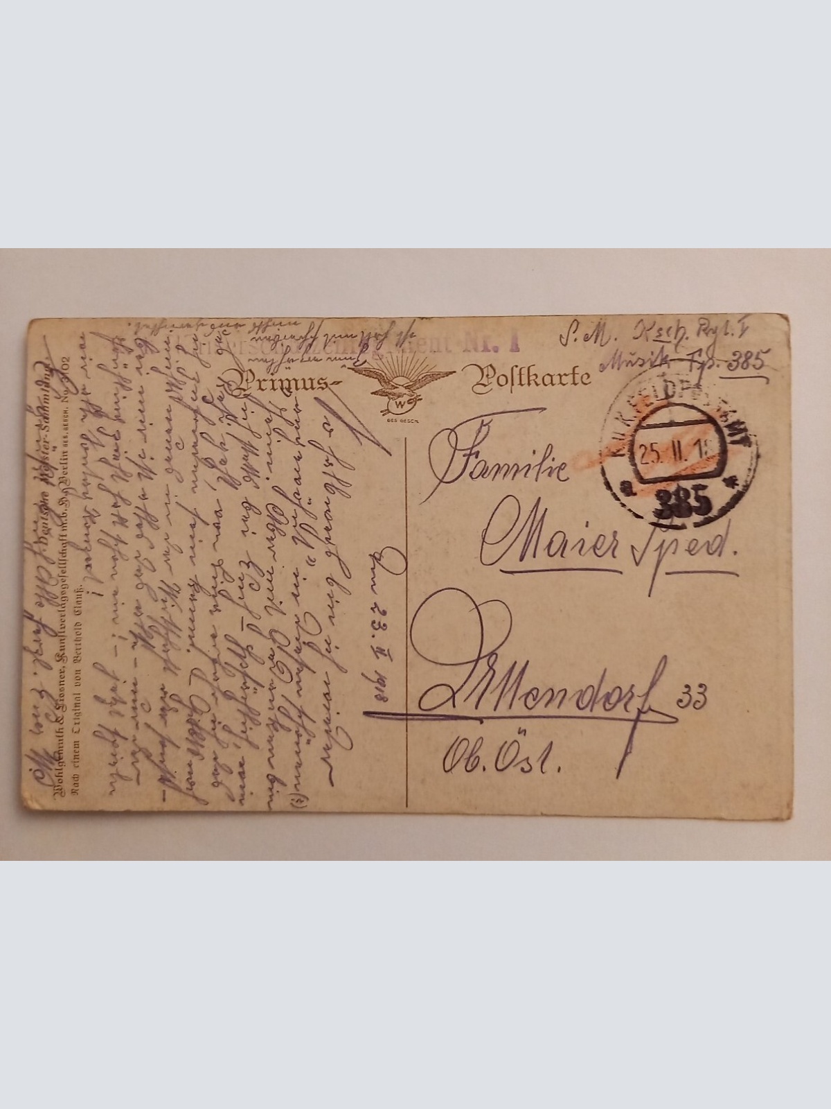 Künstlerkarte zwei Männer am Berg 500087A gr D