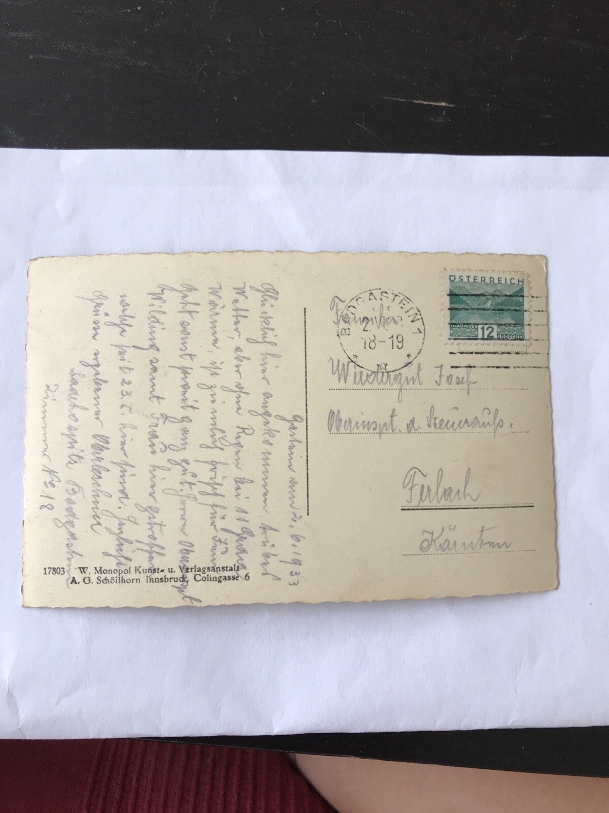 AK, Bad Gastein, Hotels, Kaiser Wilhelms Promenade (110240 BW)