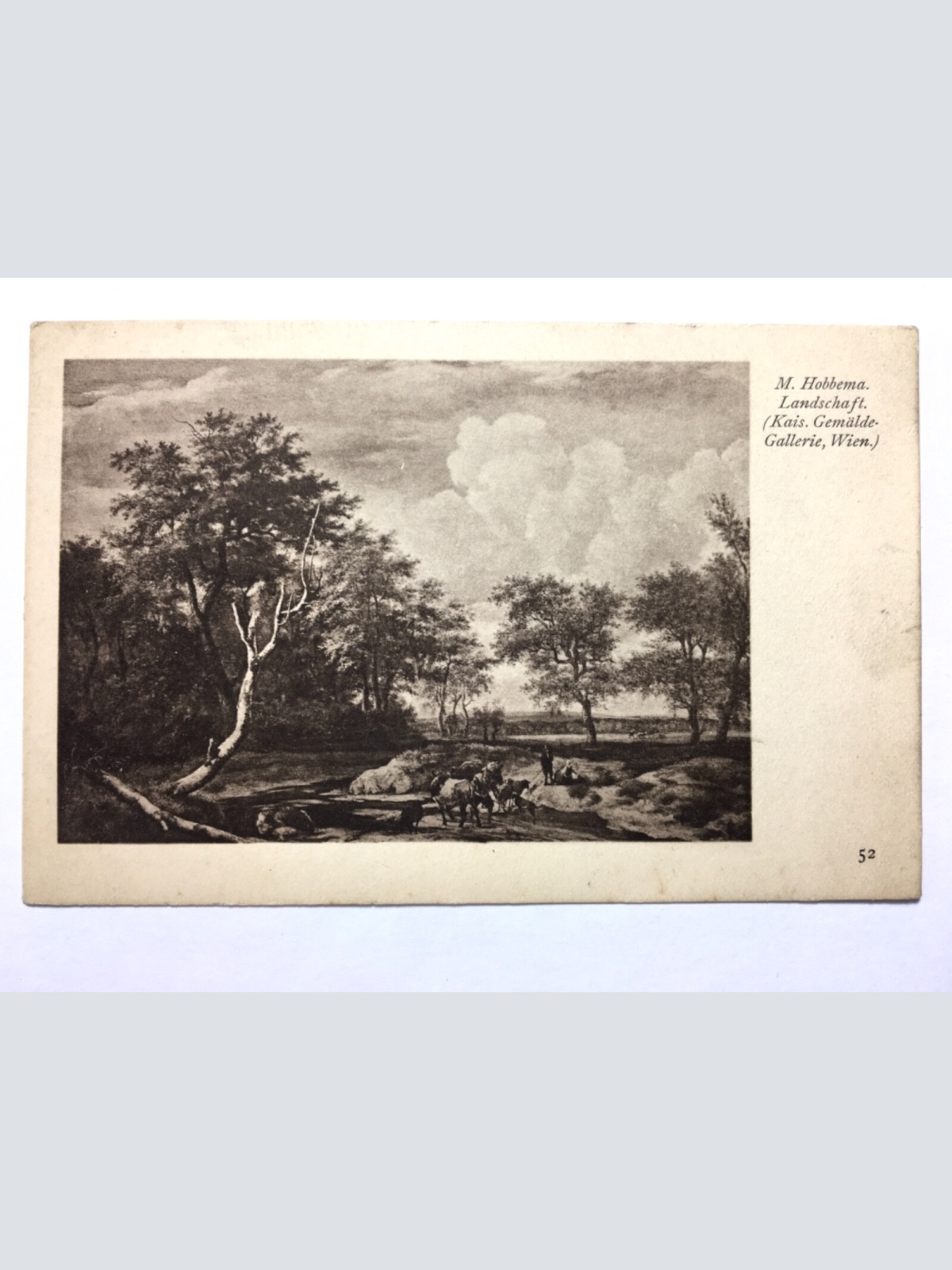 Landschaft (M.Hobbema) - Bauer mit Tiere am Wasser - Künstlerkarte 110055 TH