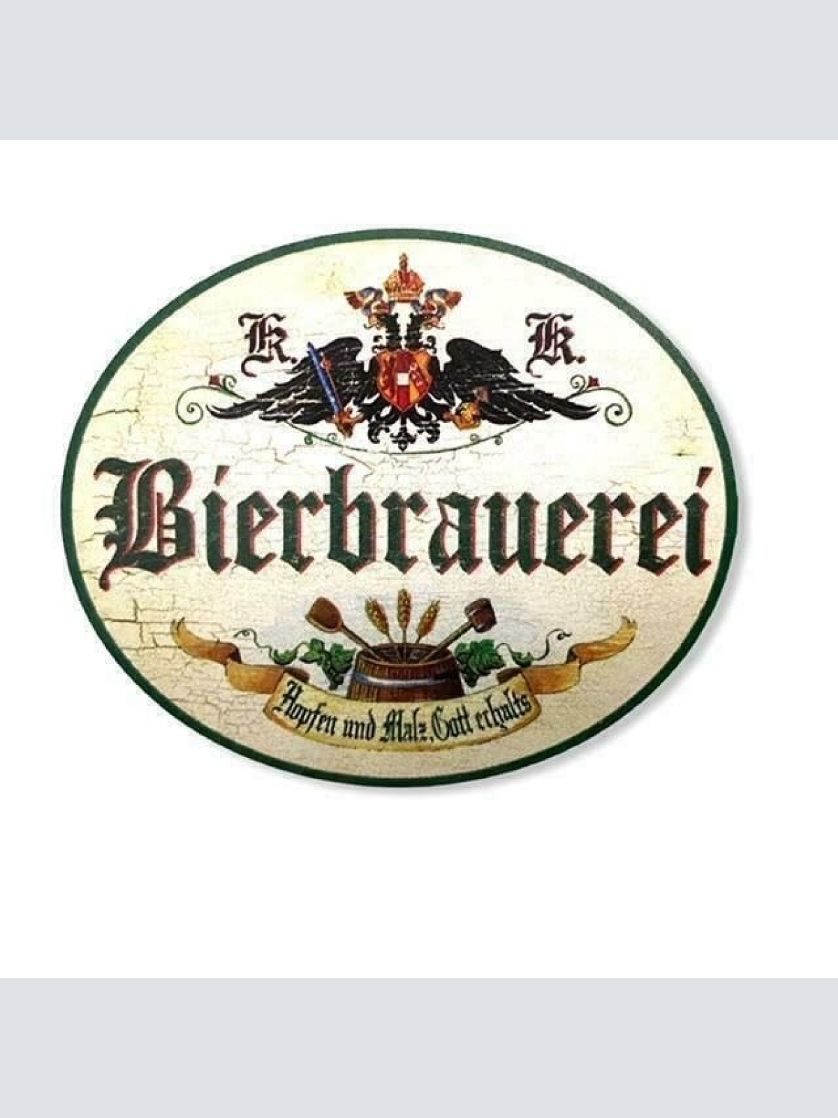KuK Nostalgie Holzschild Bierbrauerei Bier Schild Hopfen und Malz (Größe: 28x34)