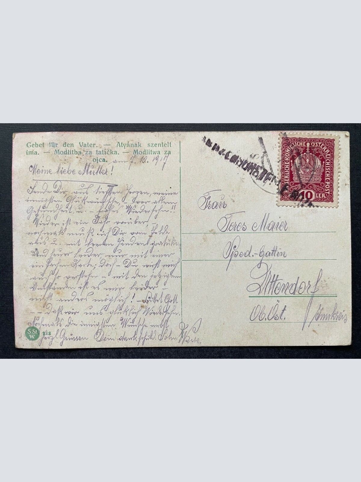 Malerei Gebet für den Vater A.Hartmann Frau Mutter Kinder Kerze Kleid 400389 TH