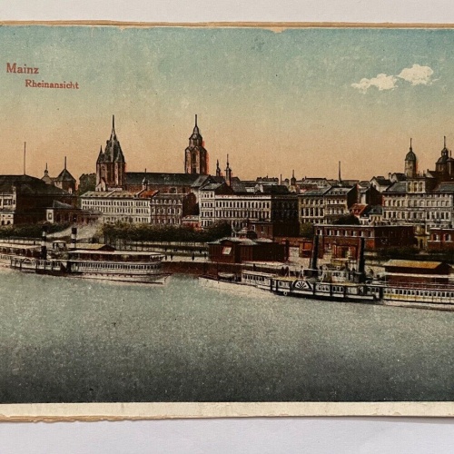 Mainz Rhein Ansicht Rheinland-Pfalz Stadt Fluss Schiff Deutschland 180272 K TH