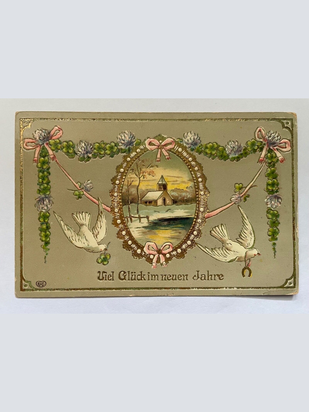 Viel Glück Im Neuen Jahr Silvester Schnee Winter Kirche Taube 650458 K TH