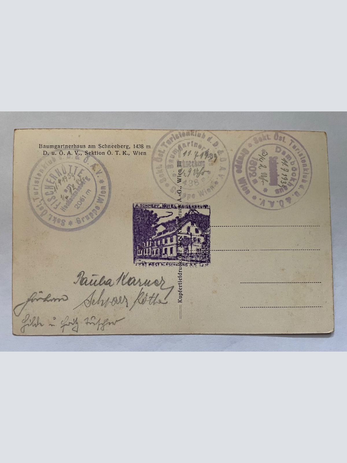 Baumgartnerhaus Am Schneeberg 1438m Berg Gebäude Niederösterreich 8438 K TH