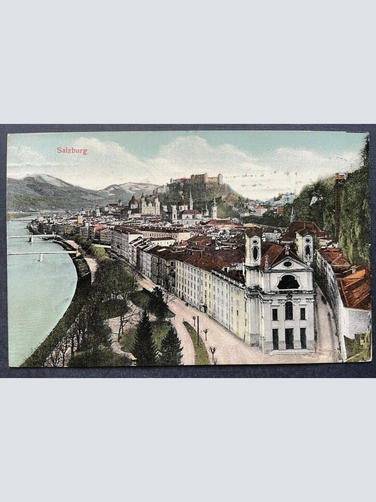 Salzburg Stadt Salzach Fluss Brücke Festung Burg Kirche Österreich 410864 TH