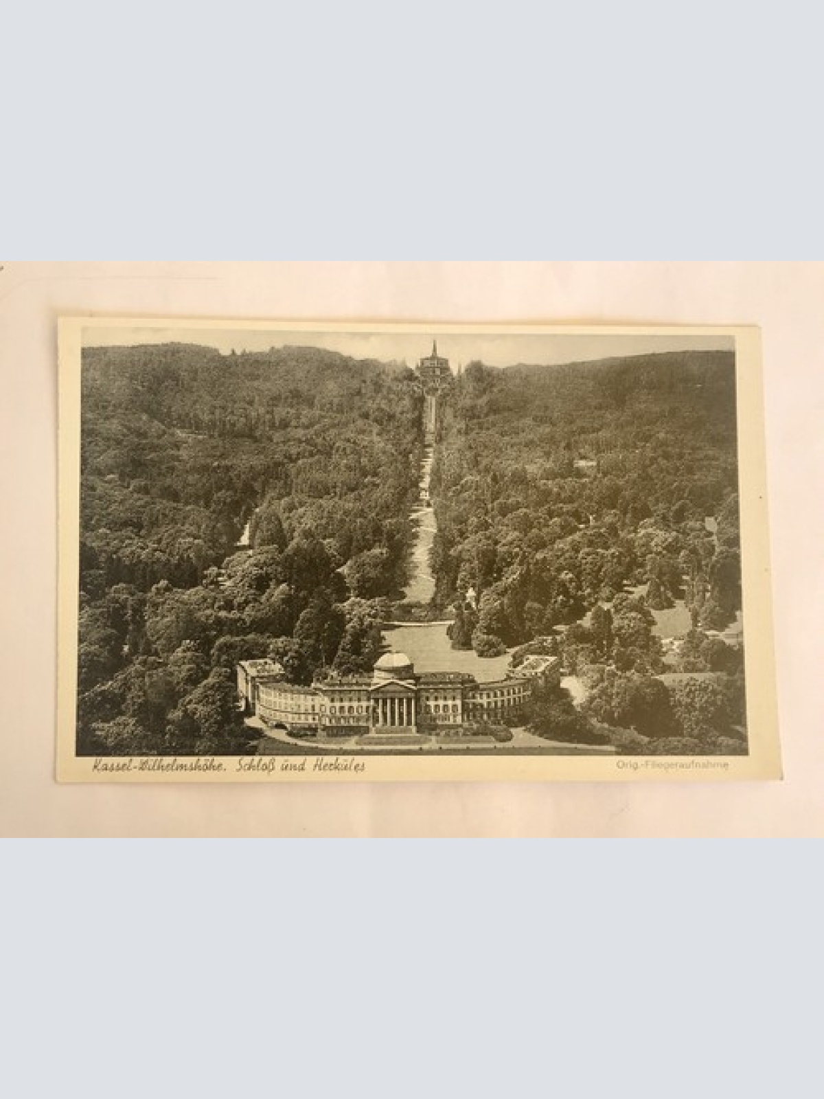 AK, Hessen, Kassel, Wilhelmshöhle, Schloss Hercules (110226 BW)