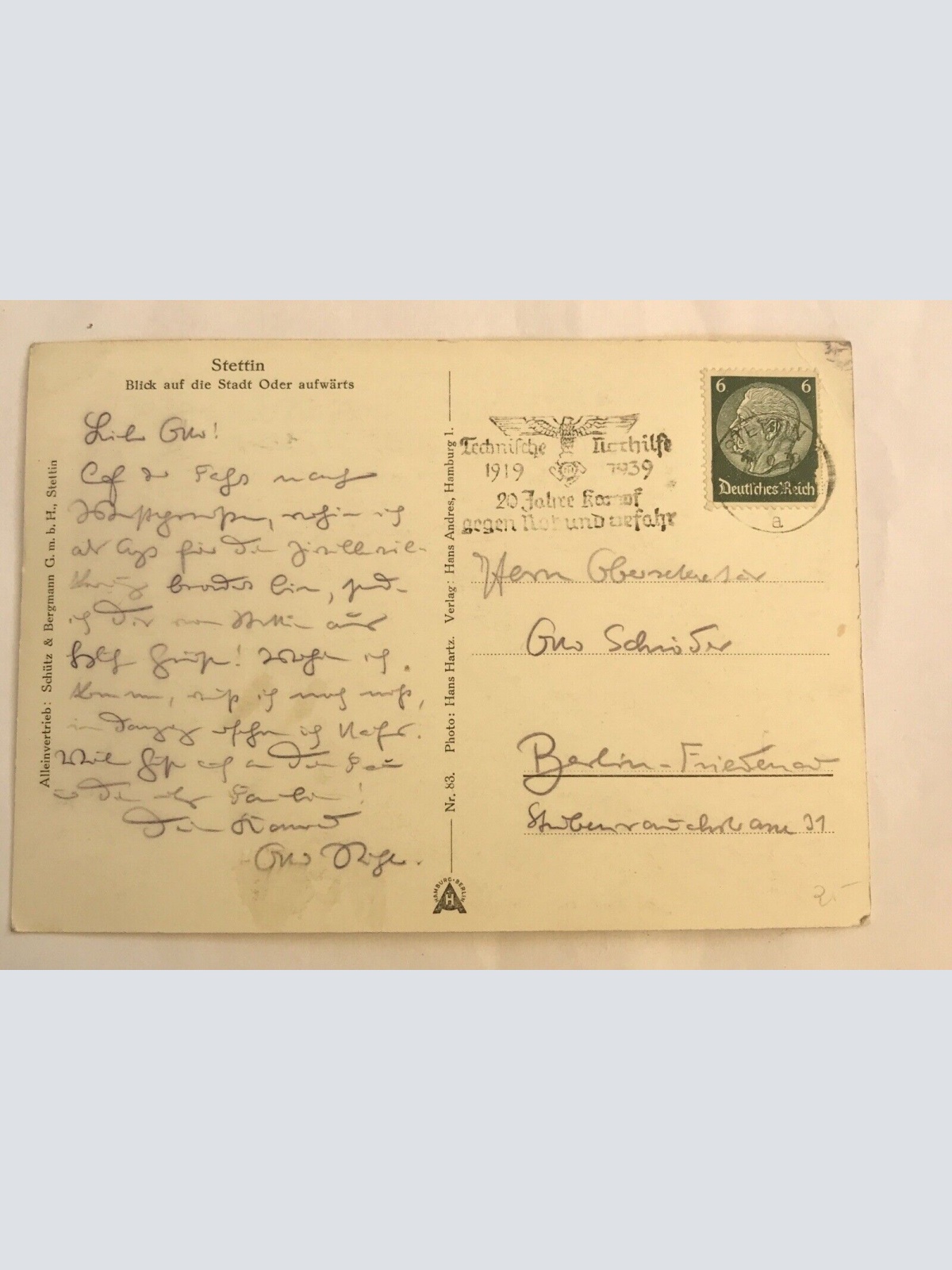 ak, Stadt Oder, Westpommern (110229 BW)G