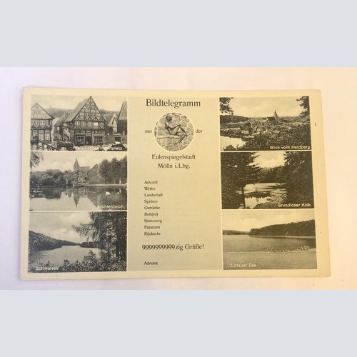 AK, Bildtelegramm, Eulenspiegelstadt, Mölln (110233 BW)
