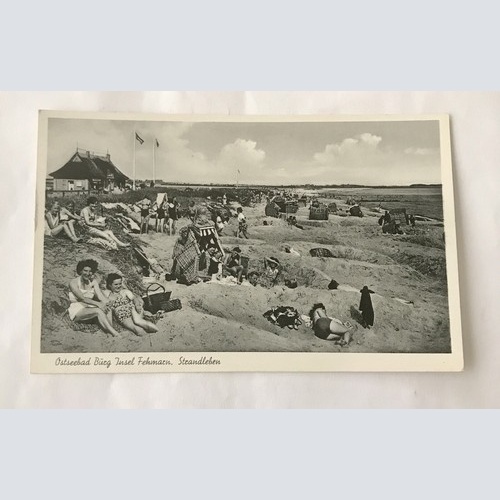 AK, Ostsee, Insel Fehrmann, Badegäste, Strandleben (110307 BW)