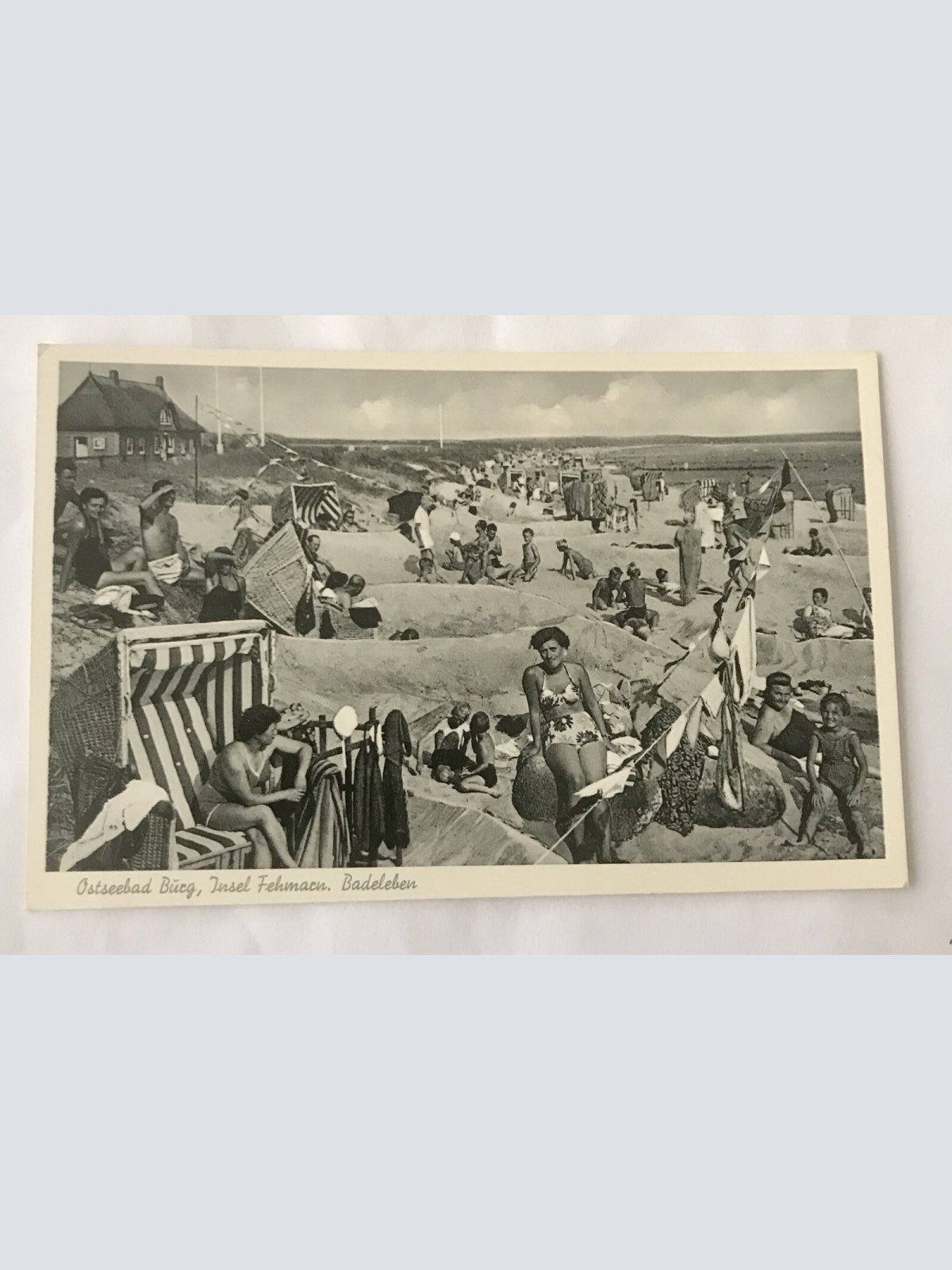 AK, Ostseebad, Insel Fehrmann, Badeleben, Schleswig Holstein (110308 BW)