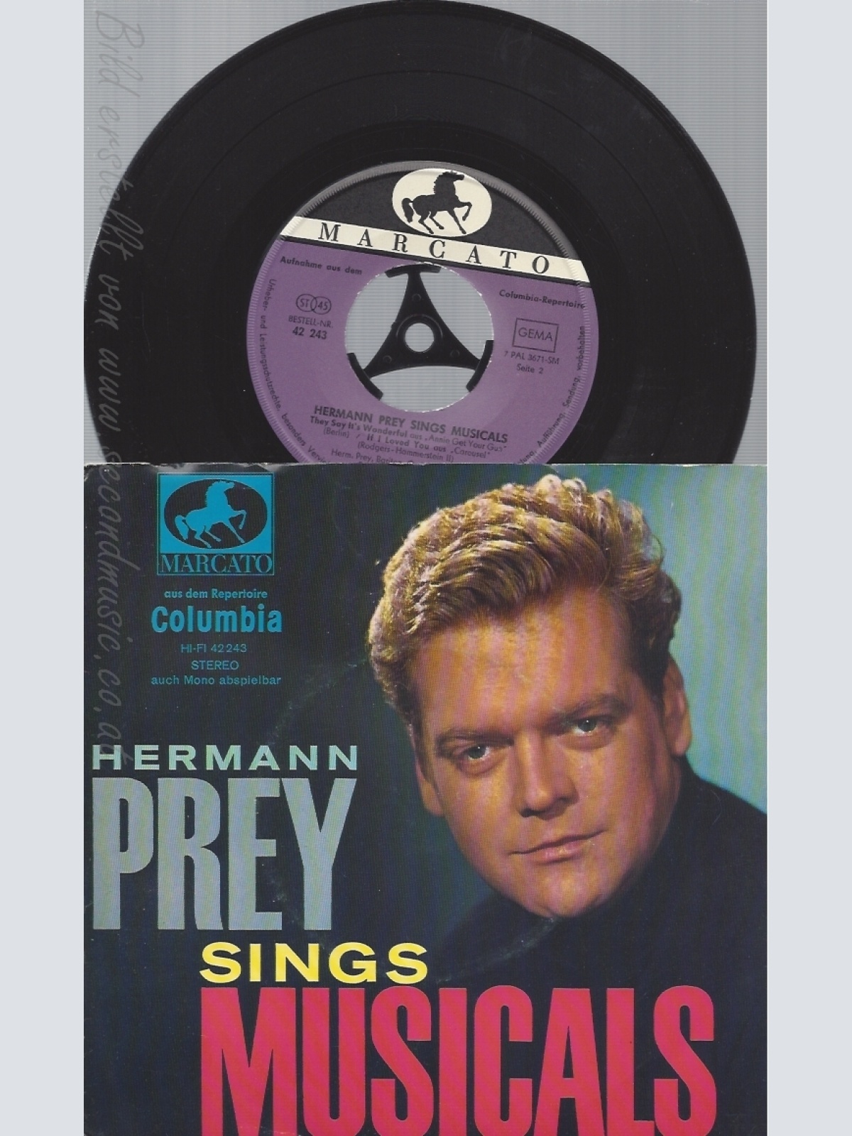 7" HERMANN PREY--SINGS MUSICALS