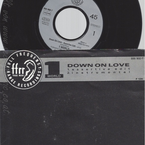 7" 1 WORLD -- DOWN ON LOVE