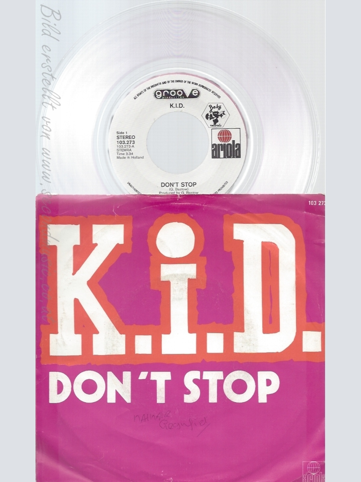 7" KID -- DONT STOP- PINK VINYL