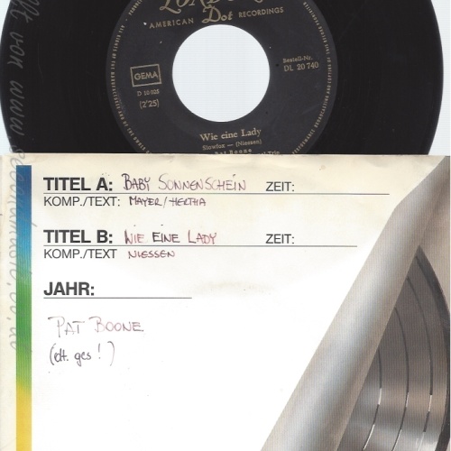 7" PAT BOONE -- BABY SONNENSCHEIN--DT GESUNGEN!!!!!