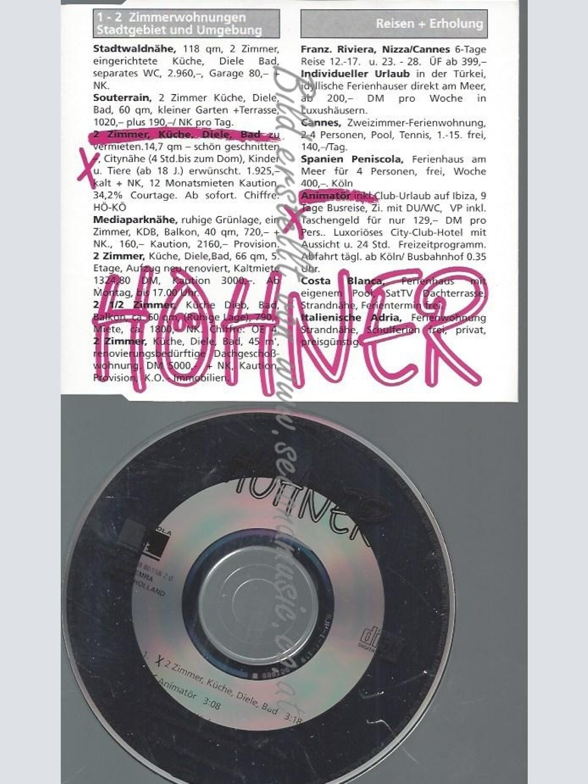 CD--HOEHNER--2 ZIMMER KUECHE DIELE BAD -UK IMPORT-SINGLE