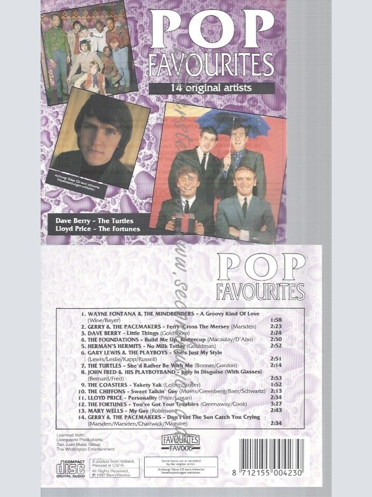 CD--INDBENDERS, GERRY/PACEMAKERS, DAVE BERRY.. / POP FAVOURITES -- WAYNE FONTANA