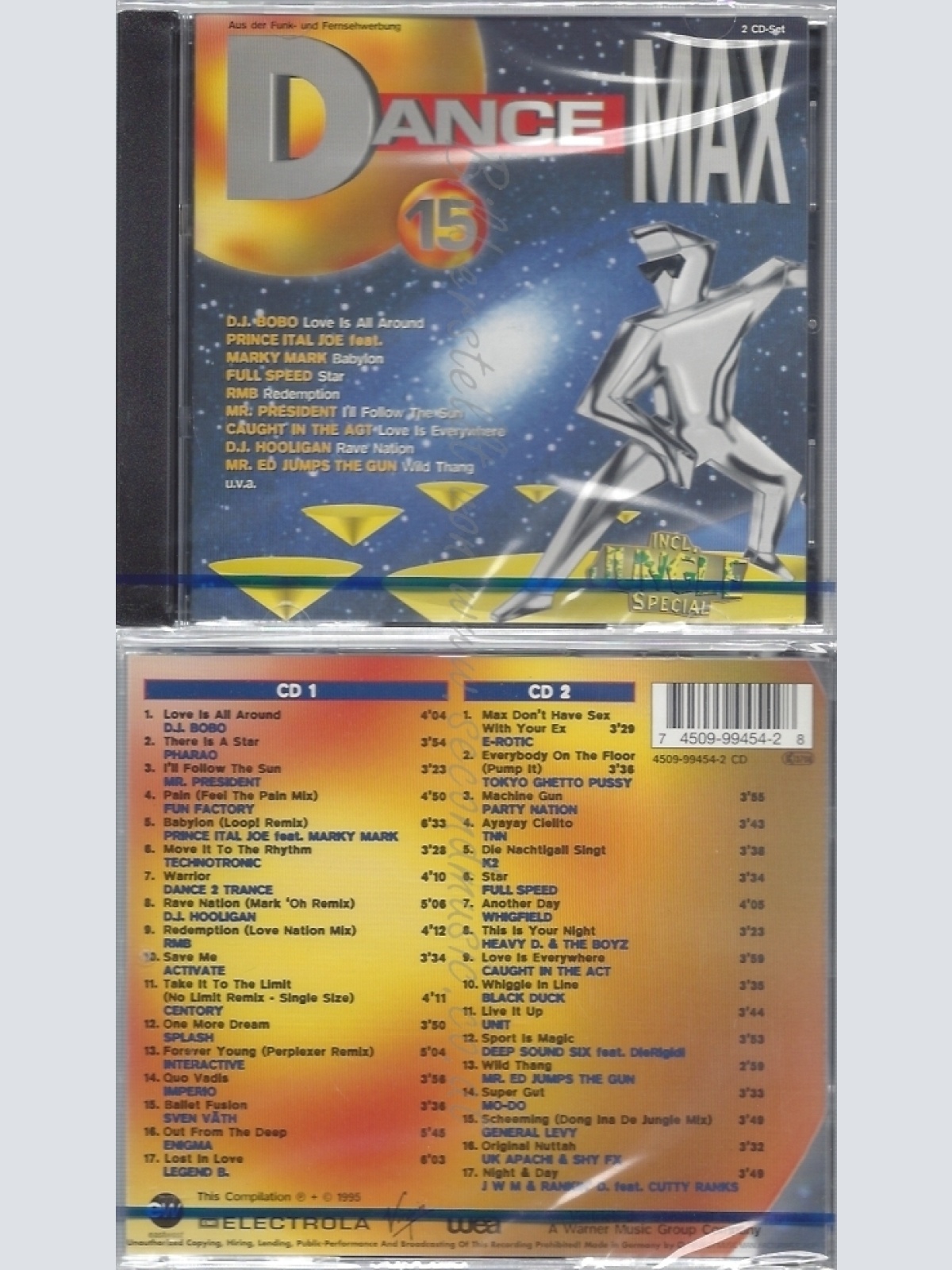 CD--NM-SEALED-DJ BOBO, PHARAO, FUN FACTORY UND RMB -- DANCE MAX 15 -1995-