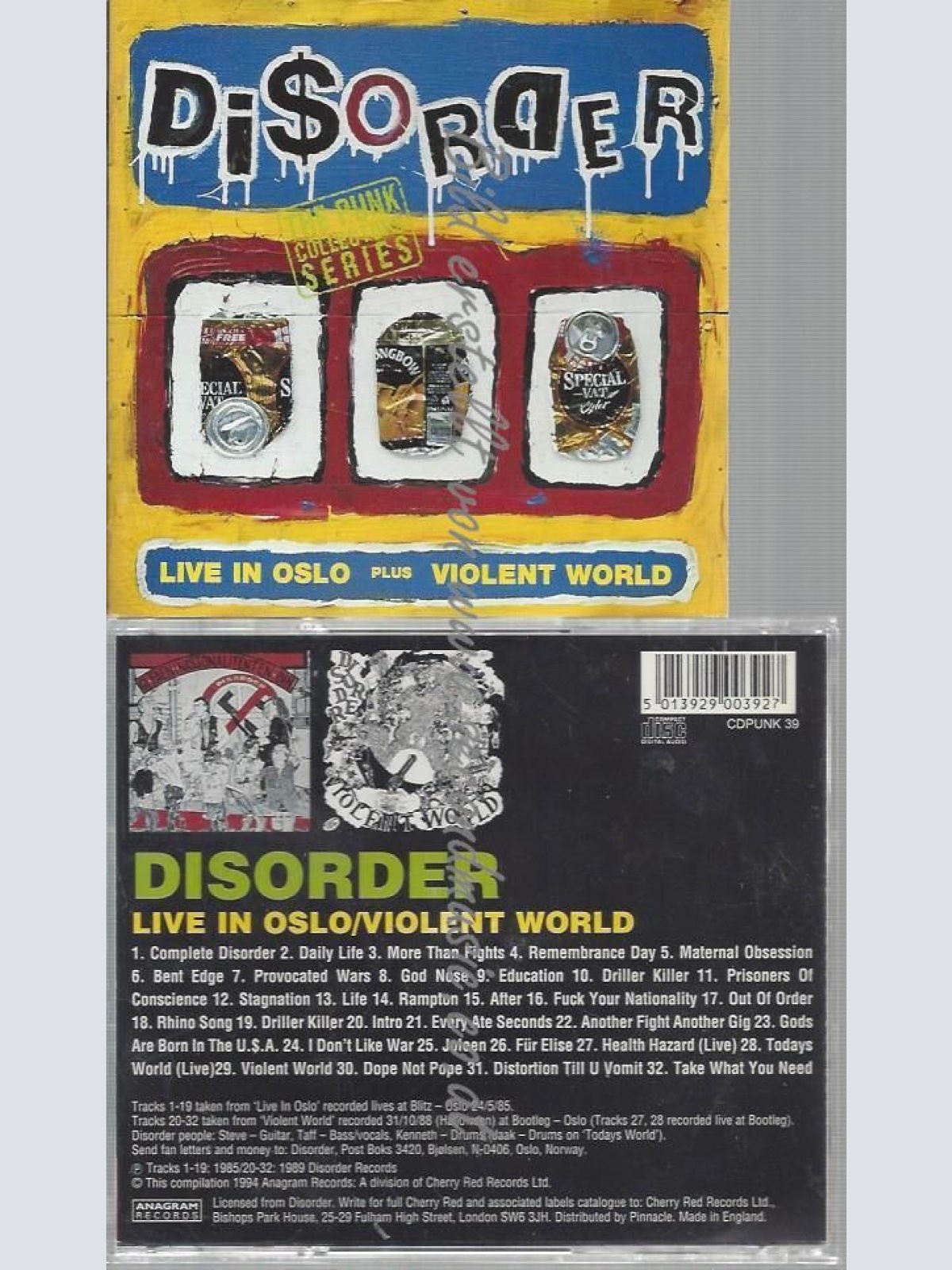 CD--VIOLENT WORLD [EXPLICIT]/ DISORDER--LIVE IN OSLO