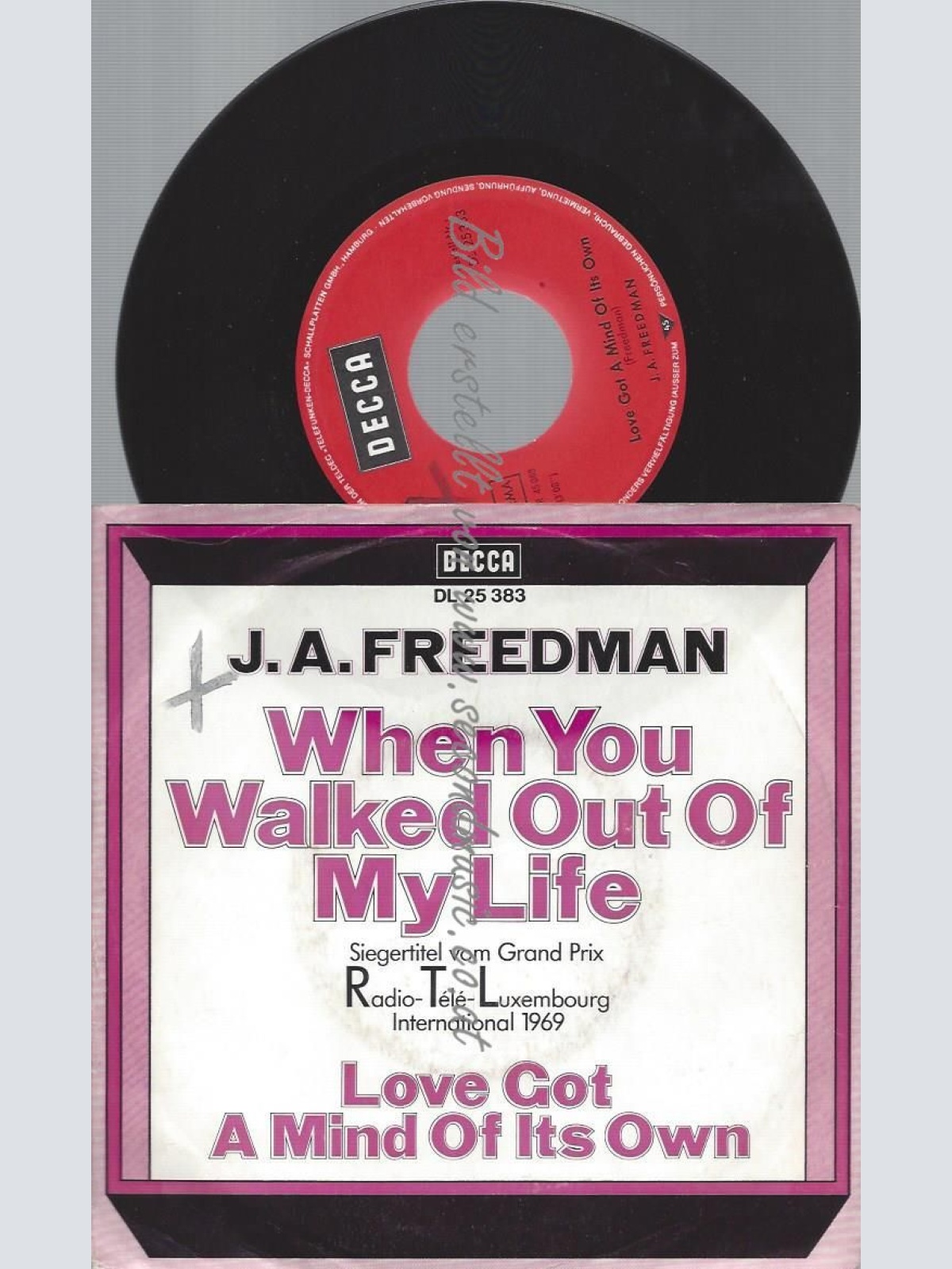 7"  J.A. Freedman – When You Walked Out Of My Life