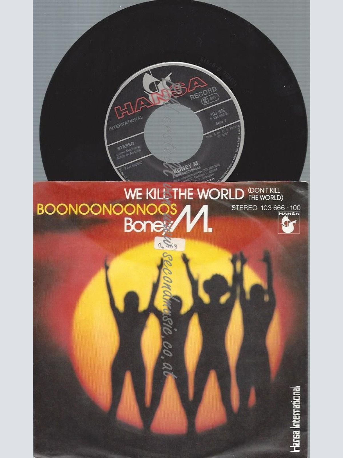 7"   Boney M.  We Kill The World // AUSTRO MECHANA
