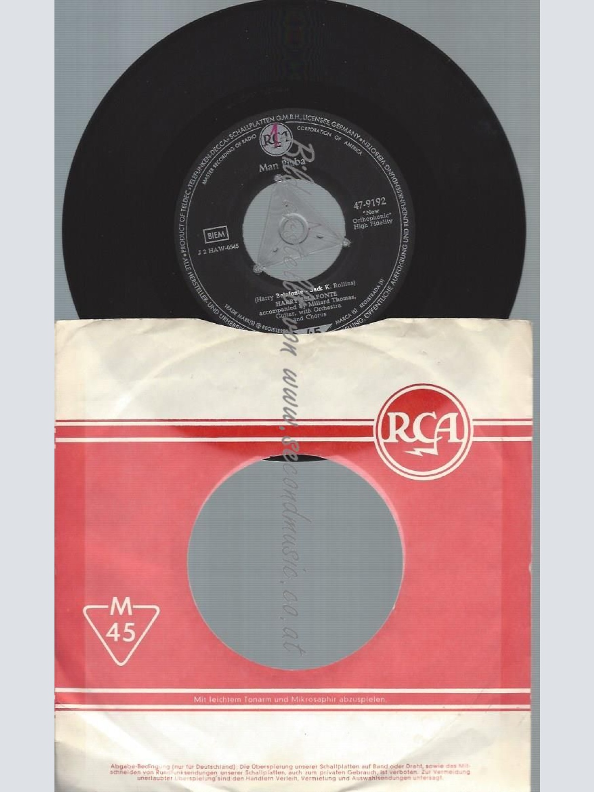 7"  Harry Belafonte  Haiti Cherie