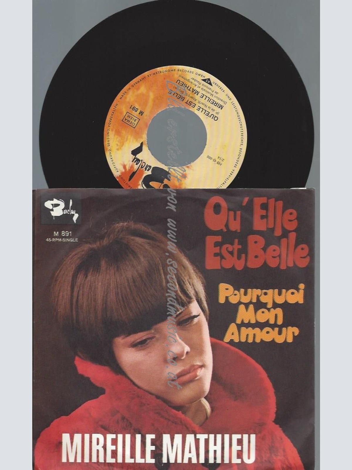 7"  Mireille Mathieu  Qu'Elle Est Belle ///
