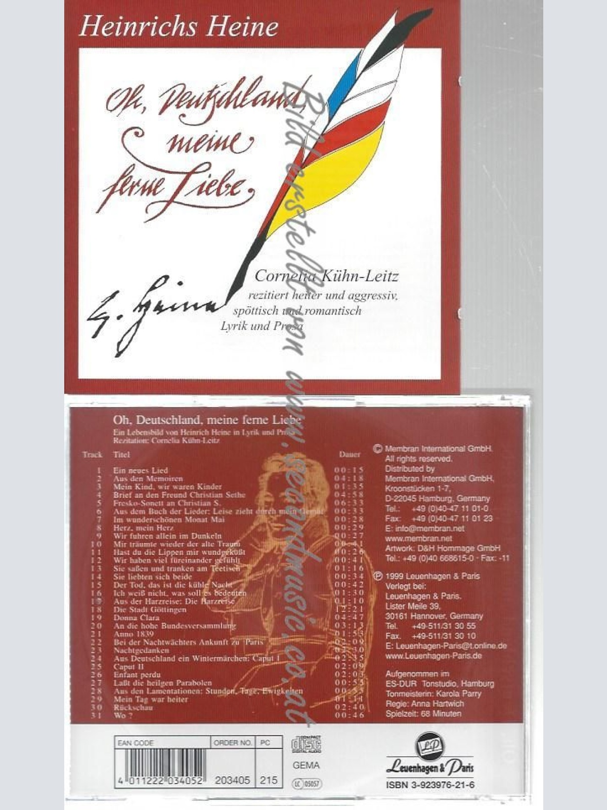 CD--CORNELIA KUEHN-LEITZ--    OH, DEUTSCHLAND, MEINE FERNE LIEBE
