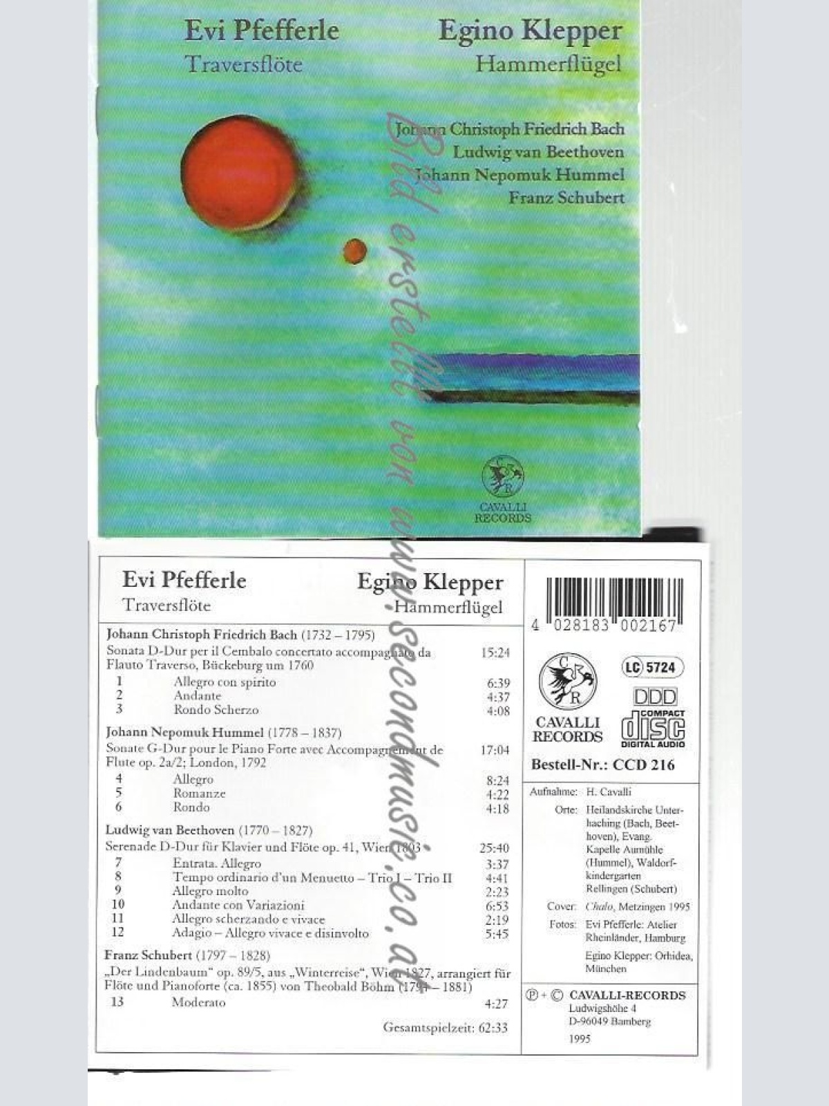 CD--PFEFFERLE,EVI UND KLEPPER,EGINO--    TRAVERSFLÖTE UND HAMMERFLÜGEL