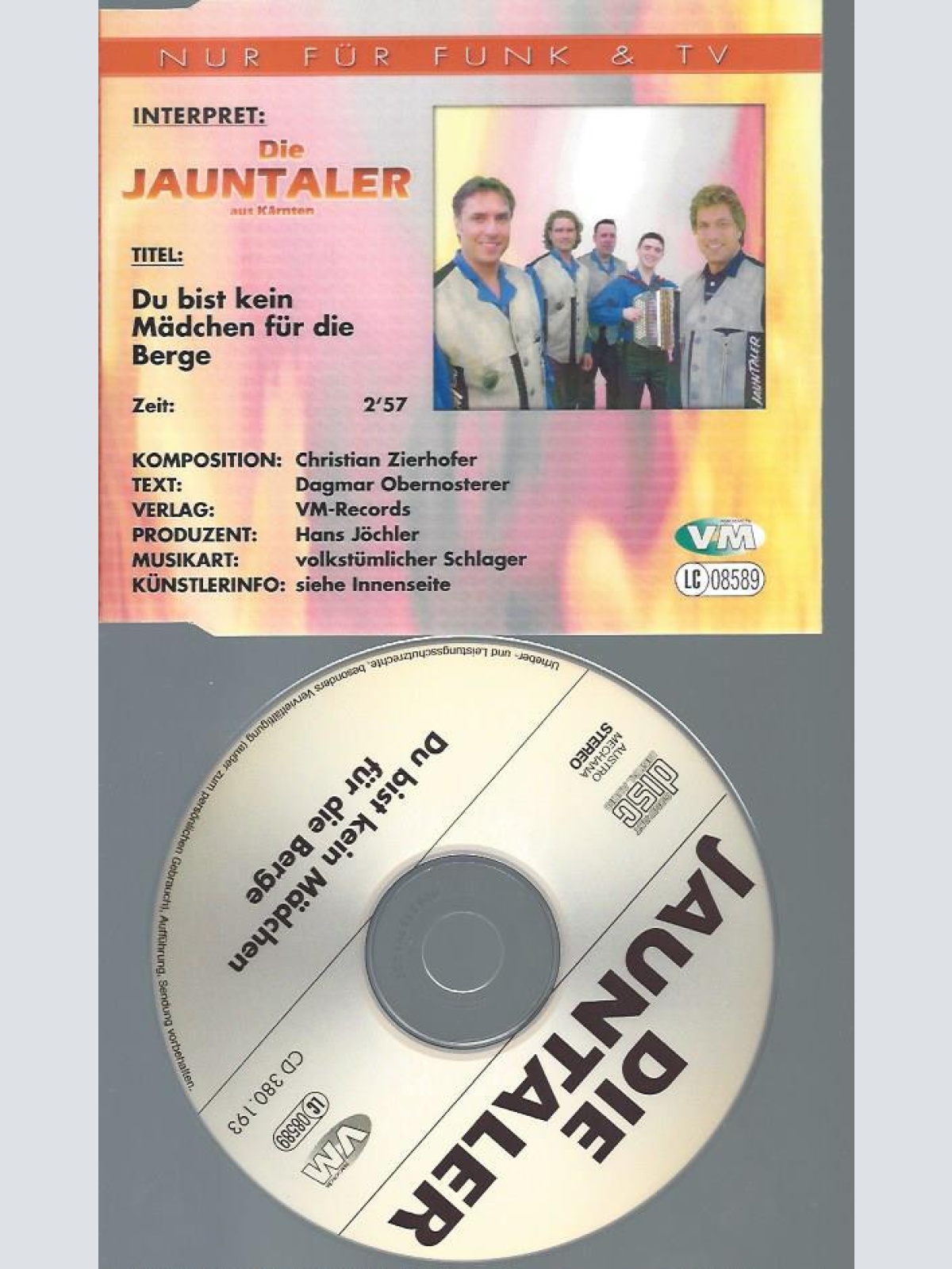 CD--DIE JAUNTALER DU BIST KEIN MÄDCHEN FÜR DIE BERGE