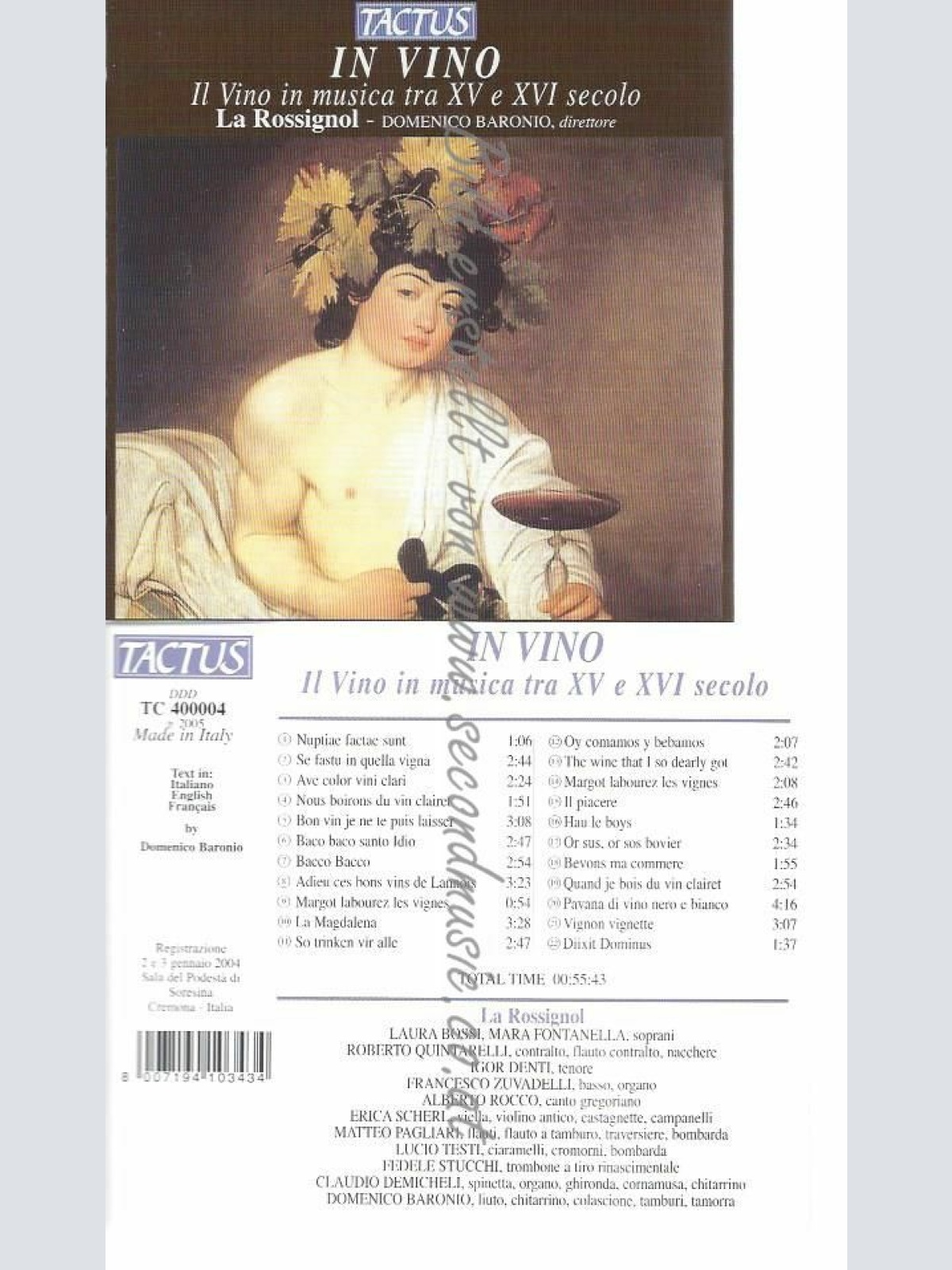 CD--LA ROSSIGNOL UND ANONYM | --IN VINO