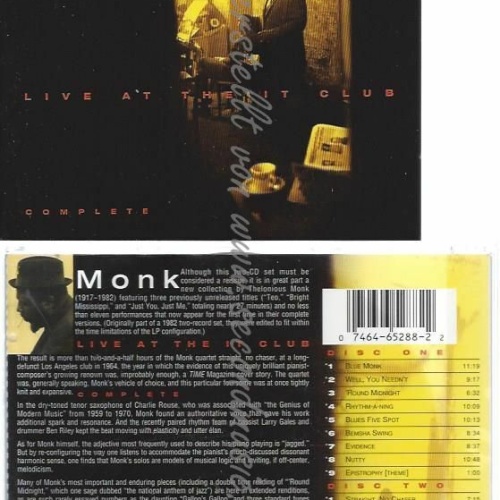 CD--THELONIOUS MONK | --LIVE AT THE IT CLUB