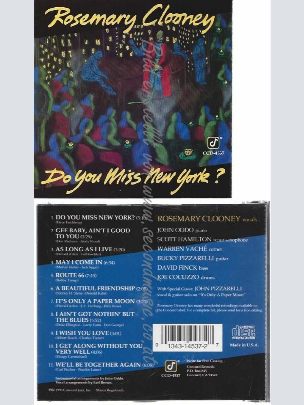 CD--ROSEMARY CLOONEY | --DO YOU MISS NEW YORK