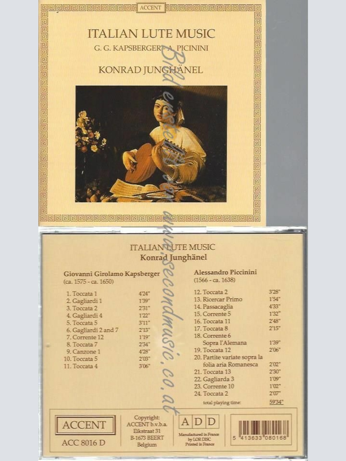 CD--JUNGHÄNEL,K.,  . | --ITALIENISCHE LAUTENMUSIK