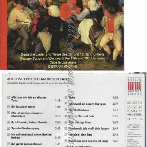 CD--KNOTHE,D.--DEUTSCHE LIEDER UND TÄNZE DES . UND . JAHRHUNDERTS