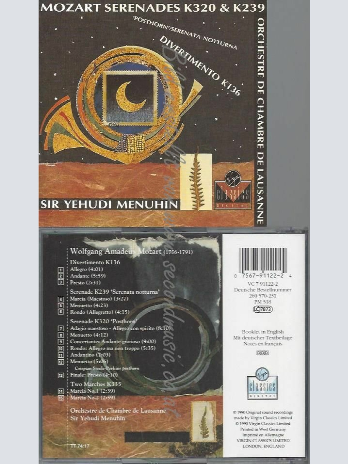 CD--WOLFGANG AMADEUS MOZART, YEHUDI MENUHIN, K320&K239