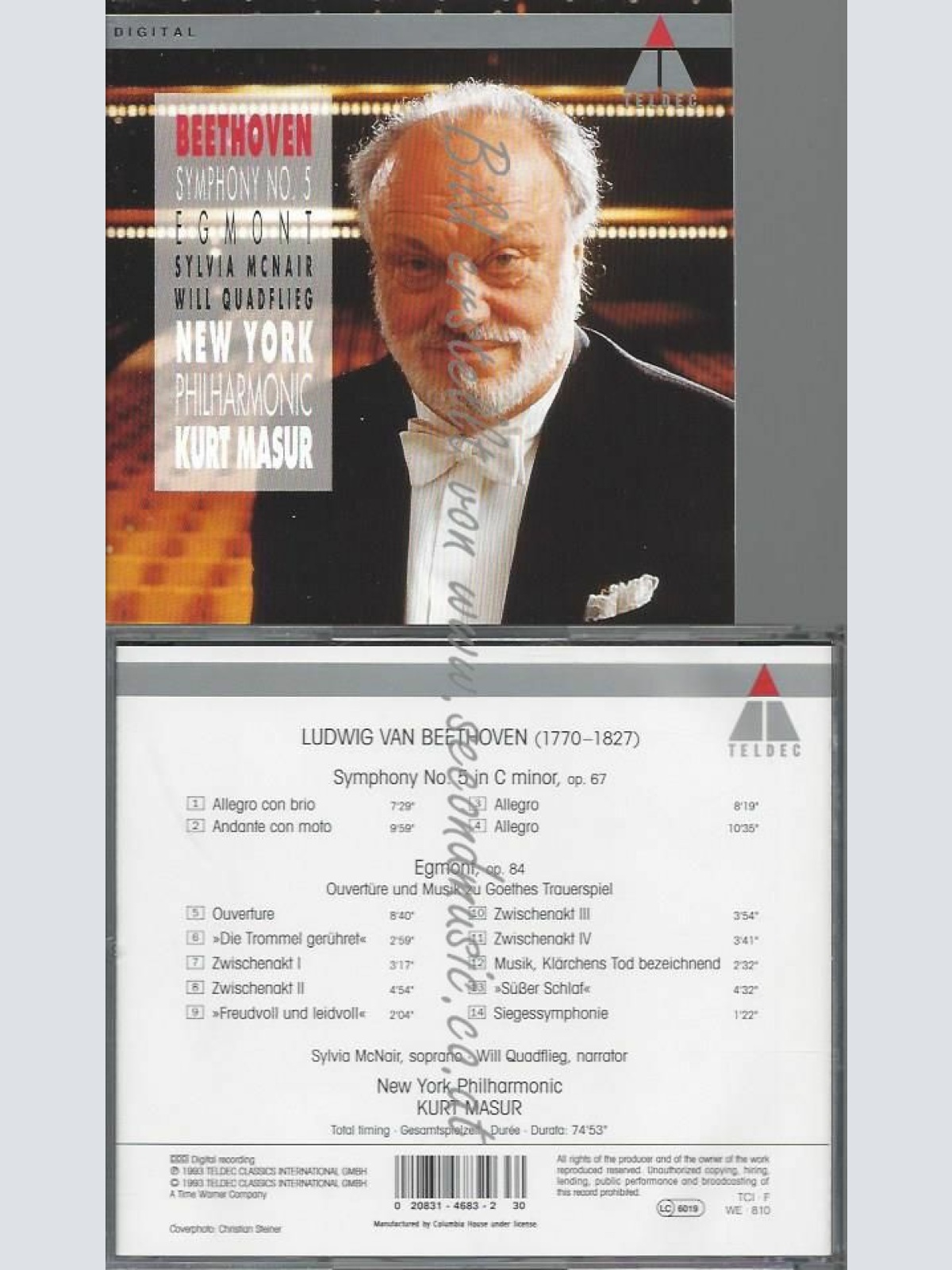 CD- The New York Philharmonic Orchestra  Beethoven Symphony No 5 / Egmont