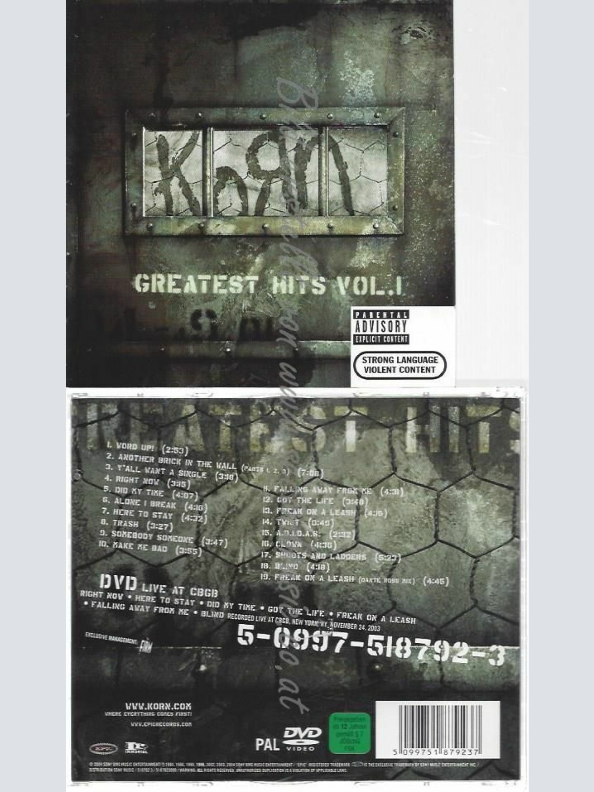 CD--KORN | --GREATEST HITS VOL.1 (LIMITED EDITION CD + DVD)