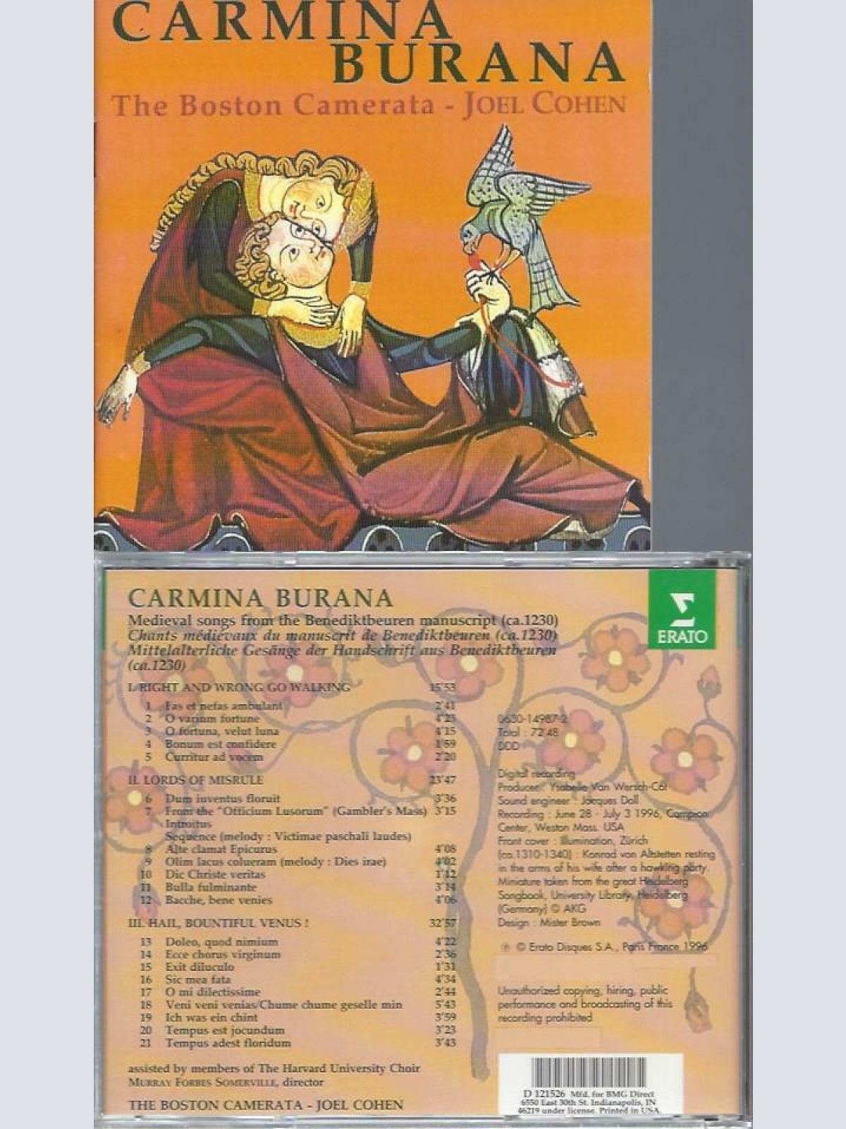 CD- Carmina Burana The Boston Camerata Joel Cohen