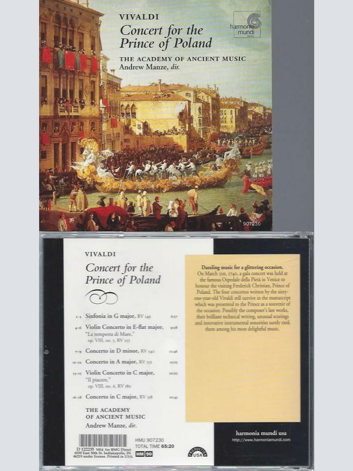 CD-  Vivaldi Concert for the Prince of Poland Andrew Manze