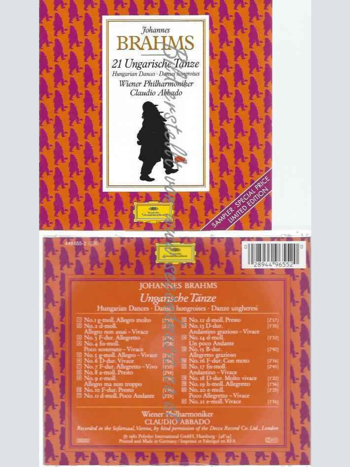 CD--HUNGARIAN DANCES/ ABBADO,C., WP, ET AL.--BRAHMS: 21 UNGARISCHE TÄNZE