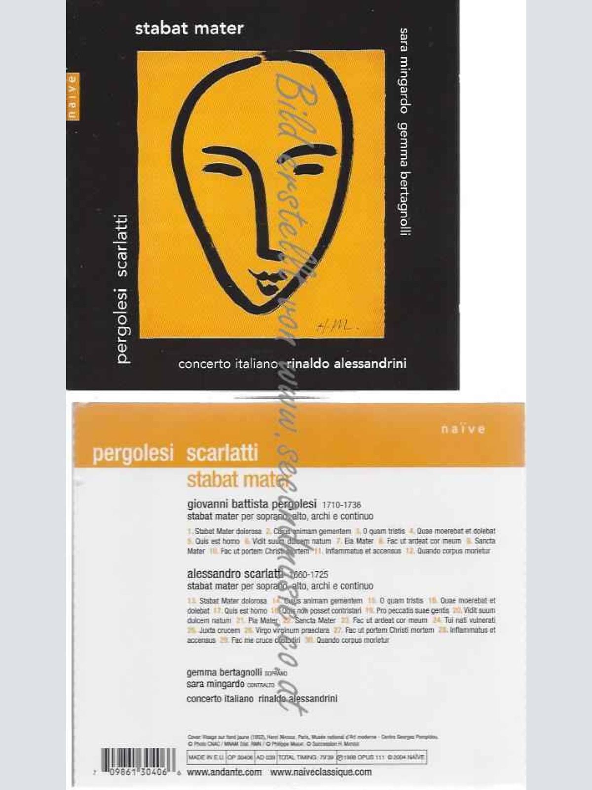 CD--ALESSANDRINI, CONCERTO ITALIANO, ET AL.--STABAT MATER (+KATALOG 2005)